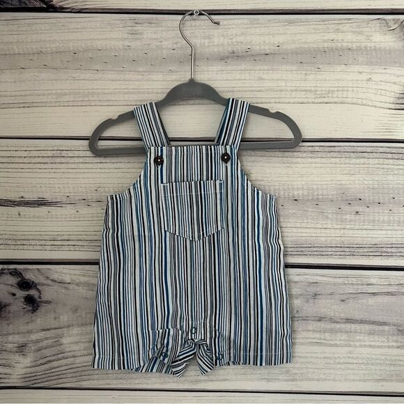 Oliver & Rain Newborn Baby Striped Overalls - Organic & Eco-Friendly - Picture 1 of 6